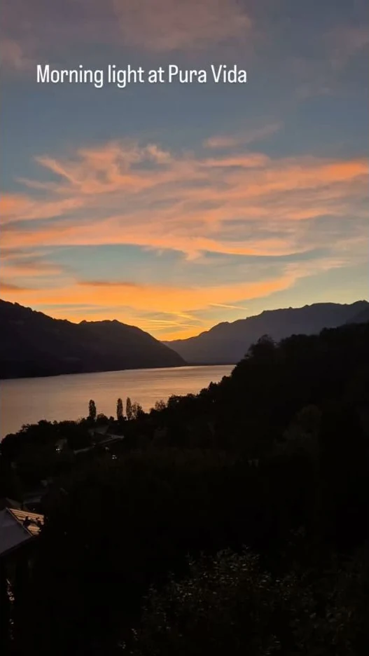 Morning over Lake Thun seen from Pura Vida